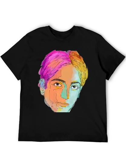 Camiseta Negra con Diseño Artístico de Rostro