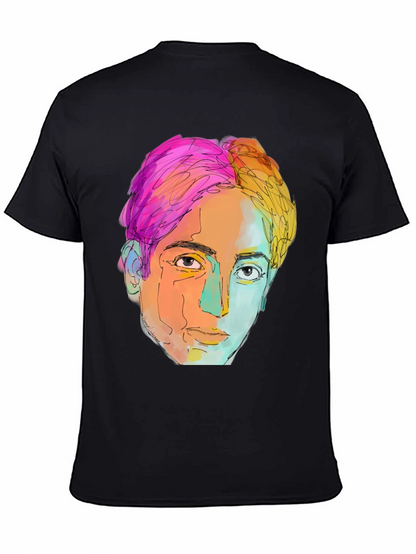 Camiseta Negra con Diseño Artístico de Rostro