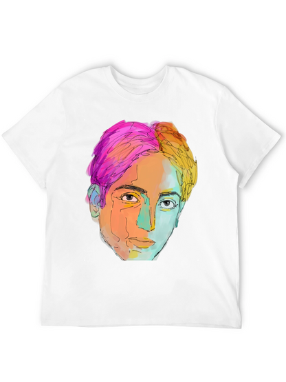 Camiseta Negra con Diseño Artístico de Rostro