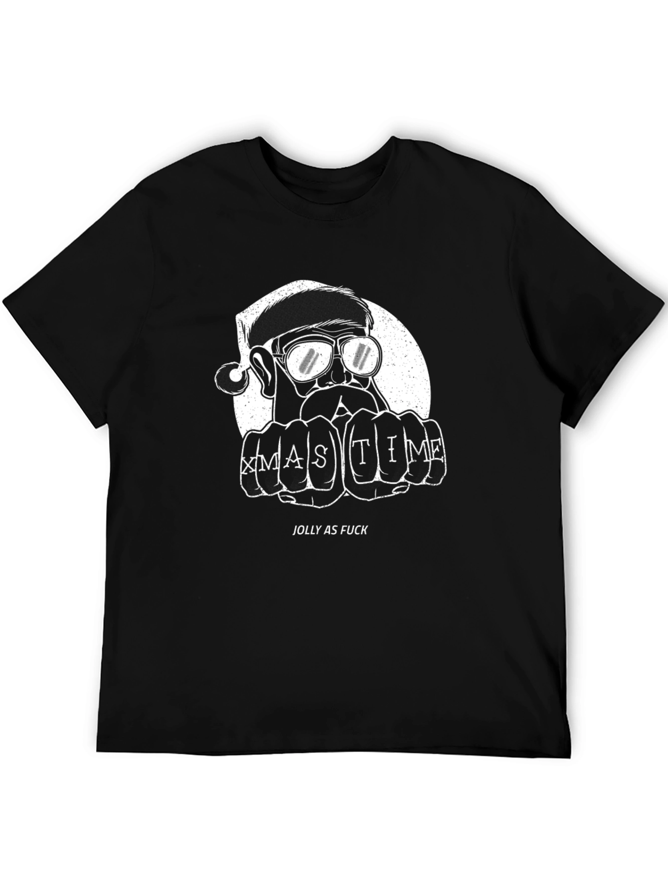 Camiseta Negra Navideña Santa Claus Jolly as Fuck