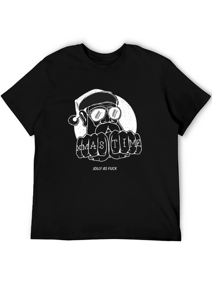 Camiseta Negra Navideña Santa Claus Jolly as Fuck