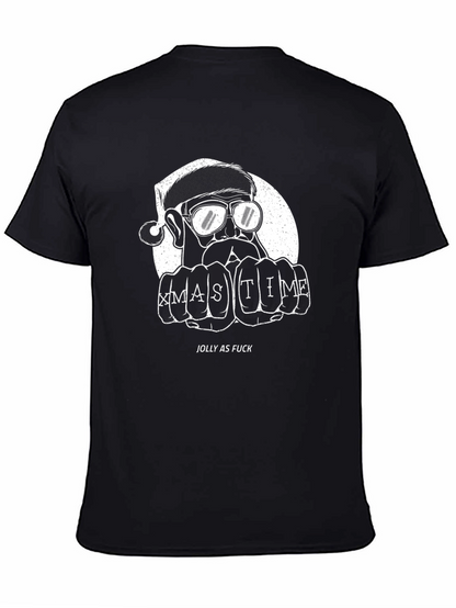 Camiseta Negra Navideña Santa Claus Jolly as Fuck
