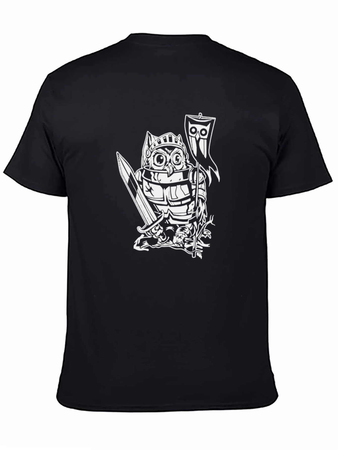 Camiseta Negra con Diseño de Búho Caballero