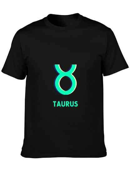 Camiseta Negra Taurus Signo Zodiacal Algodón