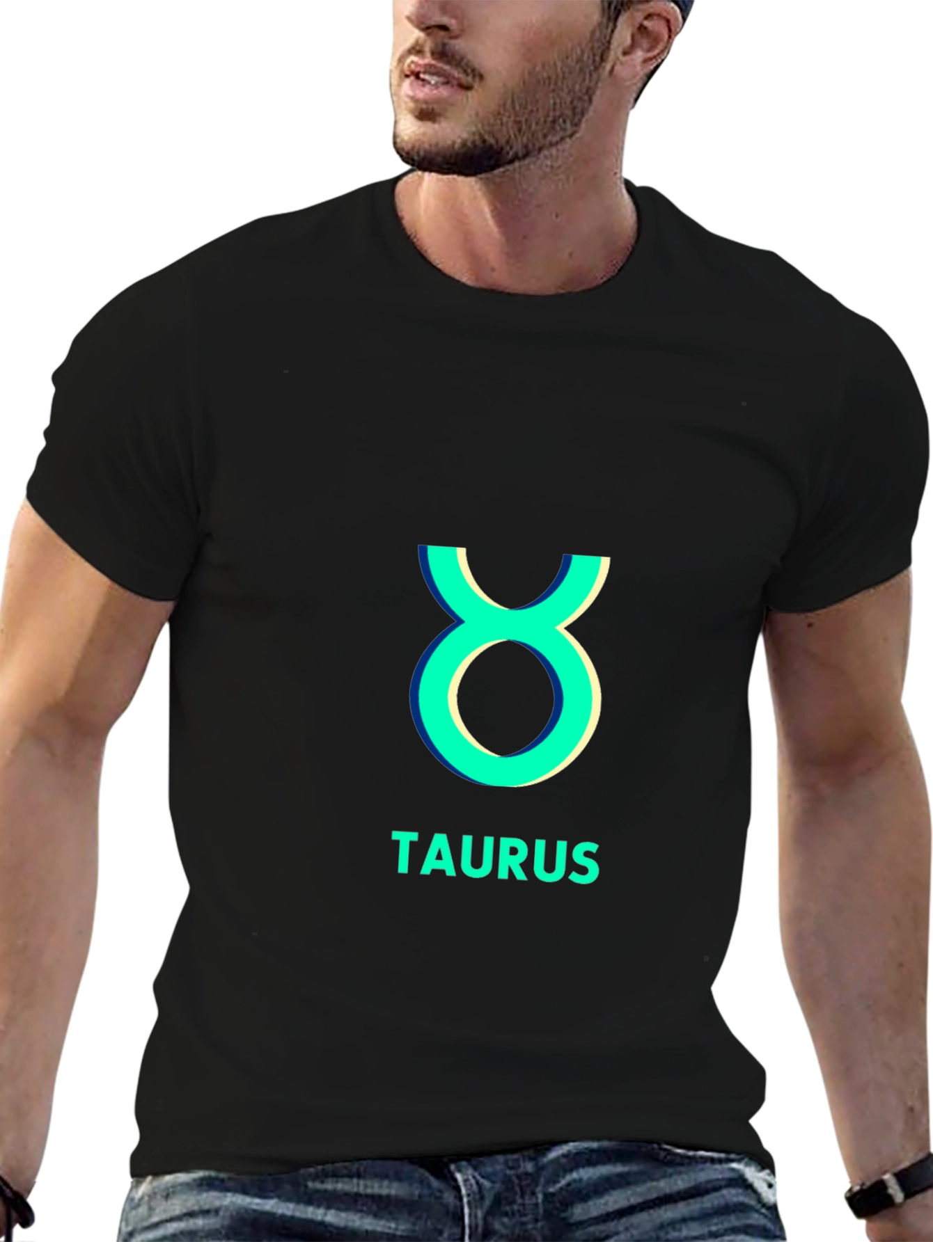 Camiseta Negra Taurus Signo Zodiacal Algodón
