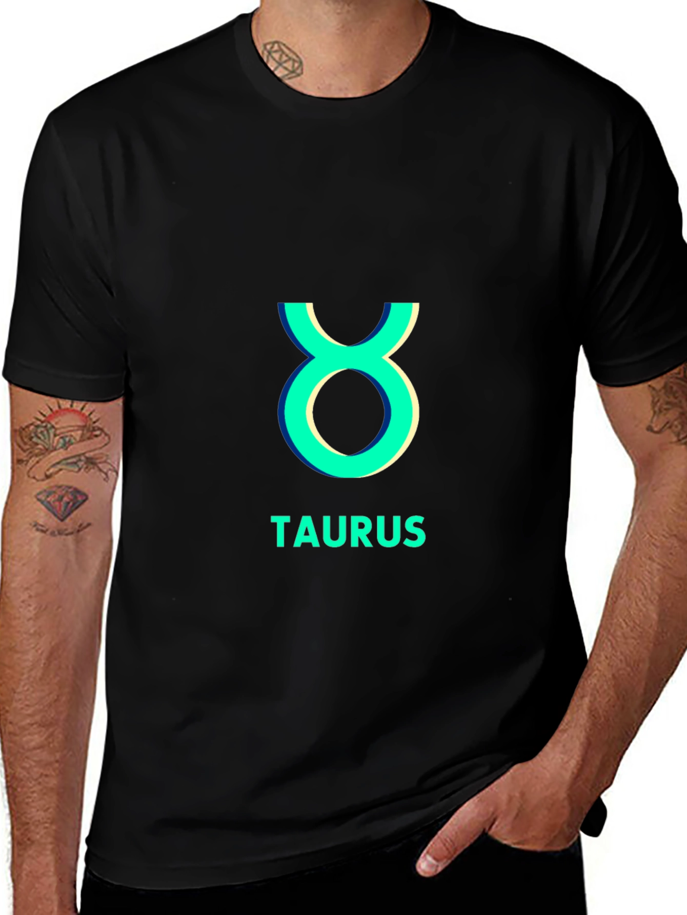 Camiseta Negra Taurus Signo Zodiacal Algodón