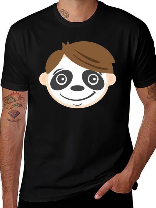 Camiseta Negra con Cara de Panda para Hombre