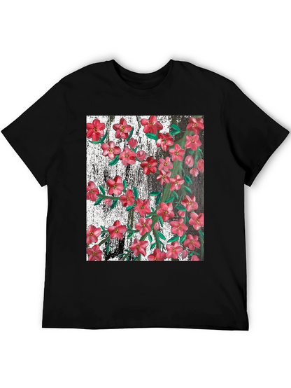 Camiseta Negra con Estampado Floral Artístico