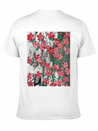 Camiseta Negra con Estampado Floral Artístico