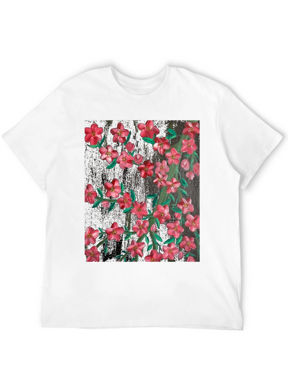 Camiseta Negra con Estampado Floral Artístico