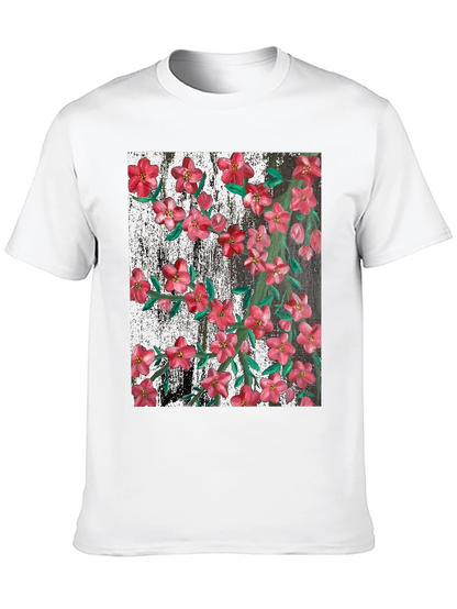 Camiseta Negra con Estampado Floral Artístico