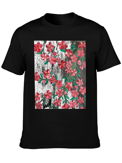 Camiseta Negra con Estampado Floral Artístico