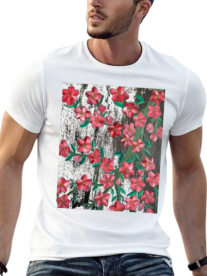 Camiseta Negra con Estampado Floral Artístico