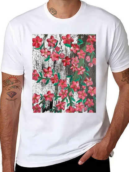 Camiseta Negra con Estampado Floral Artístico