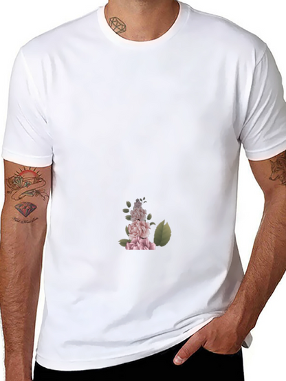 Camiseta Negra con Diseño Floral Elegante para Hombre