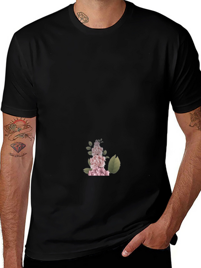 Camiseta Negra con Diseño Floral Elegante para Hombre