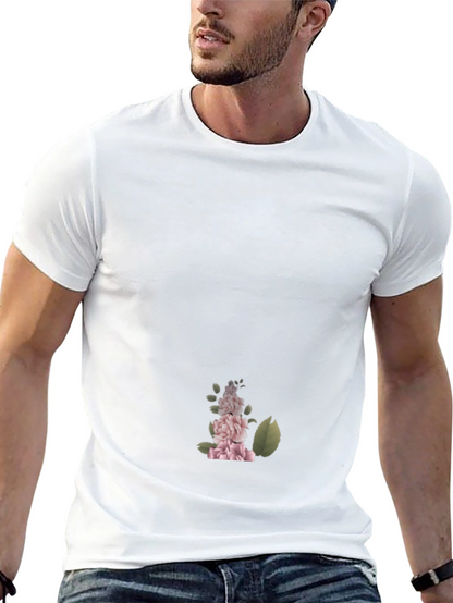 Camiseta Negra con Diseño Floral Elegante para Hombre