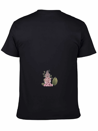 Camiseta Negra con Diseño Floral Elegante para Hombre