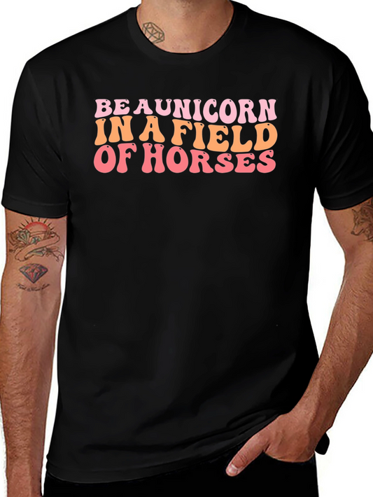 Camiseta Negra BeAunicorn Divertida y Original