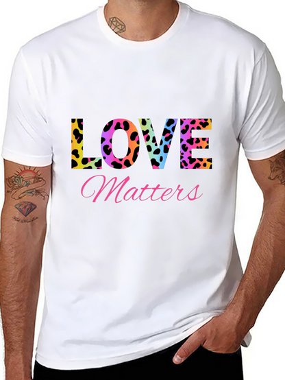 Camiseta Negra Love Matters Estampado Leopardo