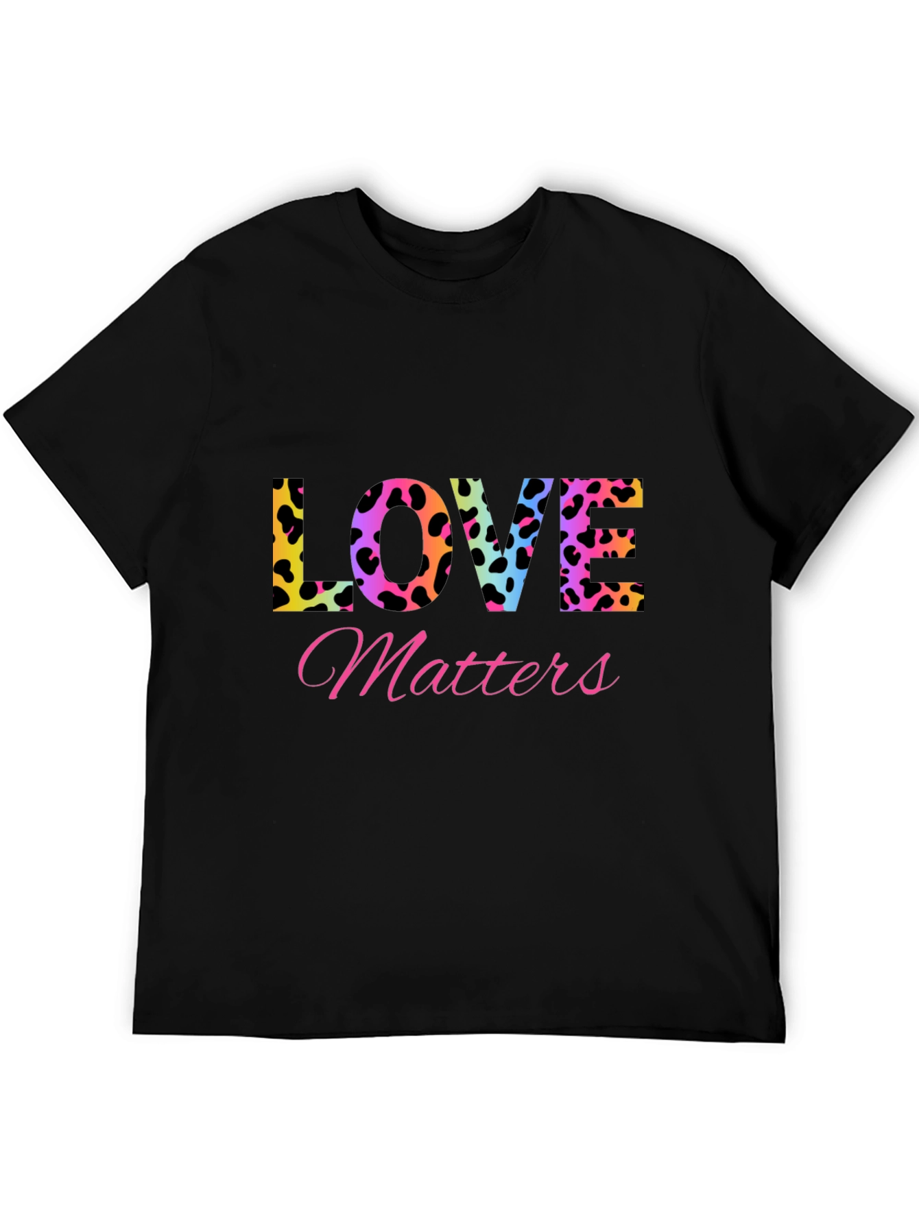 Camiseta Negra Love Matters Estampado Leopardo