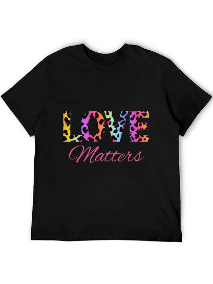 Camiseta Negra Love Matters Estampado Leopardo