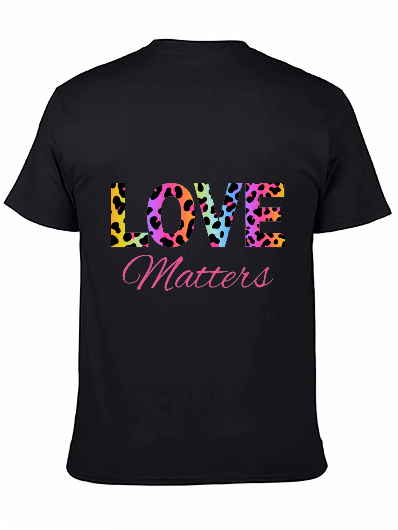 Camiseta Negra Love Matters Estampado Leopardo