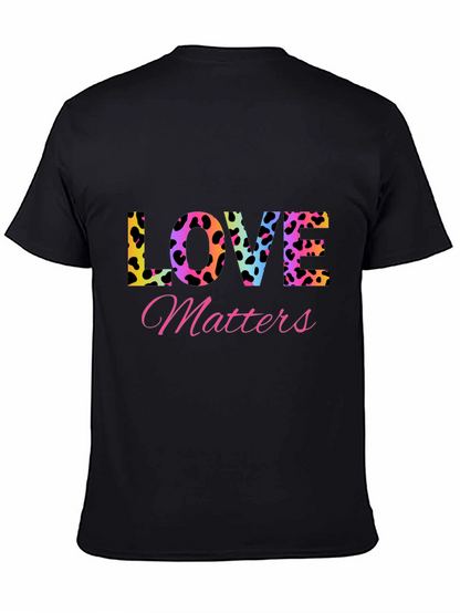 Camiseta Negra Love Matters Estampado Leopardo