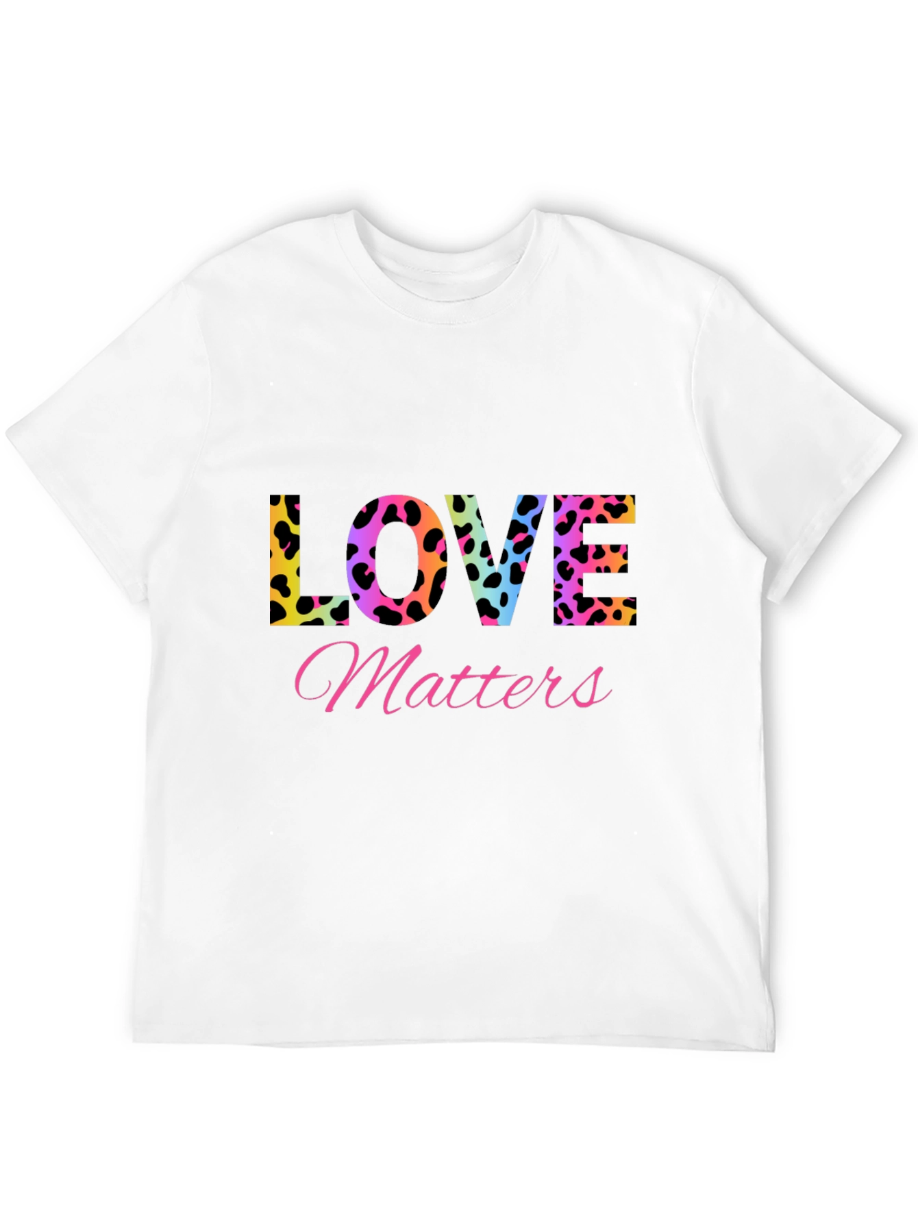 Camiseta Negra Love Matters Estampado Leopardo