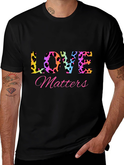 Camiseta Negra Love Matters Estampado Leopardo