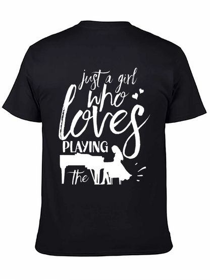 Camiseta Negra Solo Una Chica Que Ama el Piano
