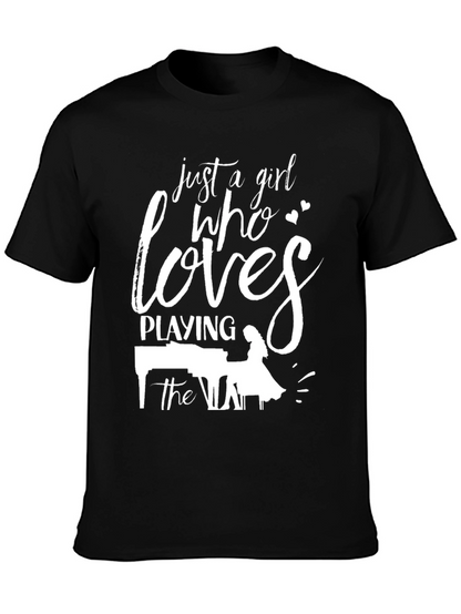 Camiseta Negra Solo Una Chica Que Ama el Piano