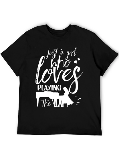 Camiseta Negra Solo Una Chica Que Ama el Piano