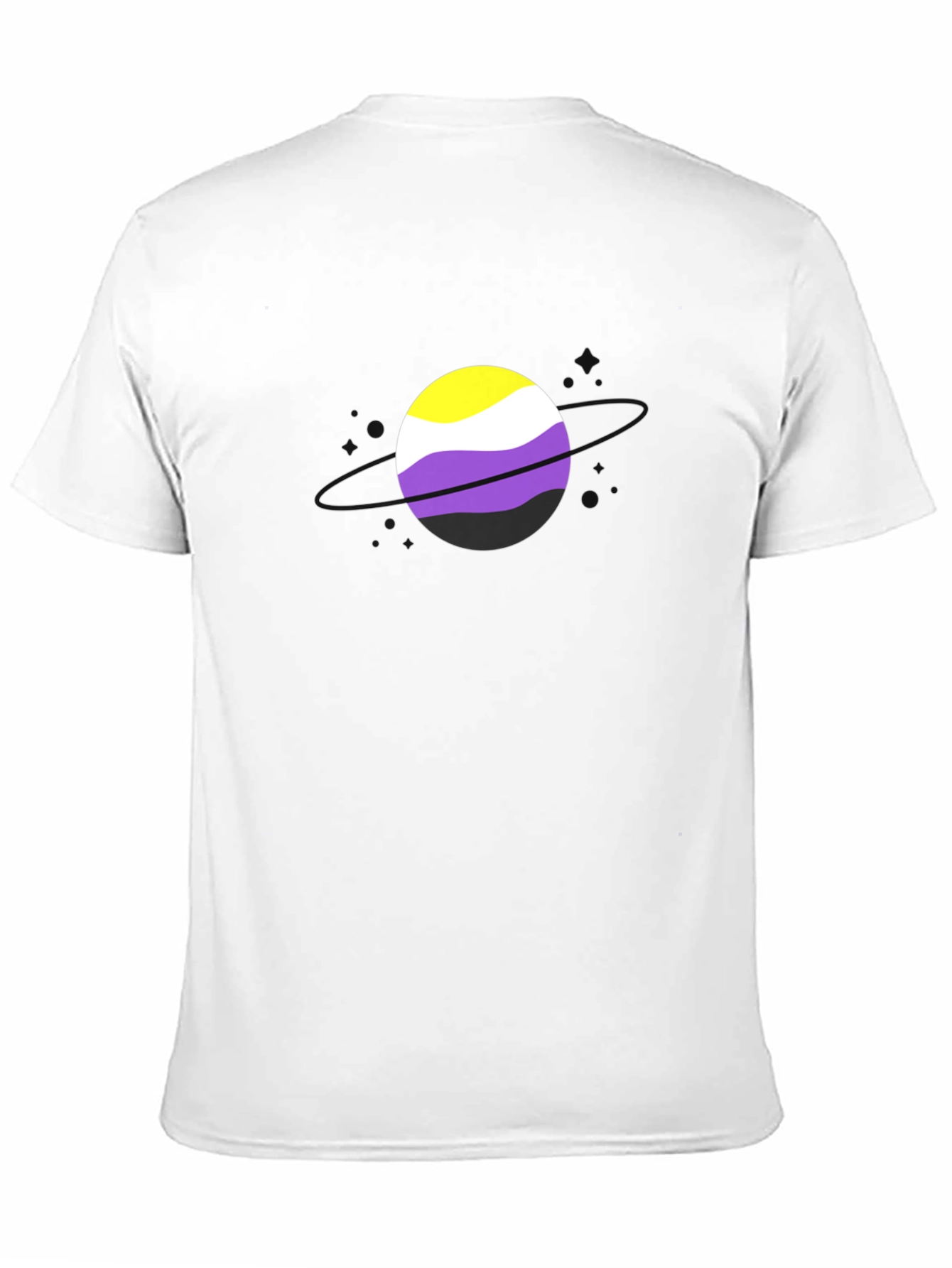 Camiseta Negra con Diseño de Bandera No Binaria