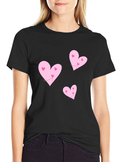 Camiseta Negra Corazones Rosas Amor