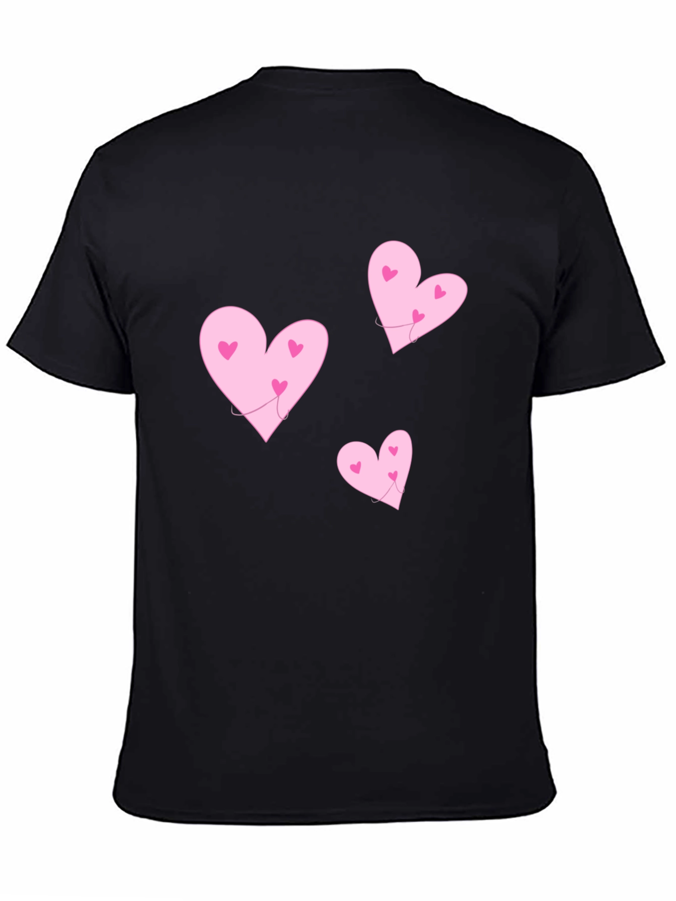 Camiseta Negra Corazones Rosas Amor