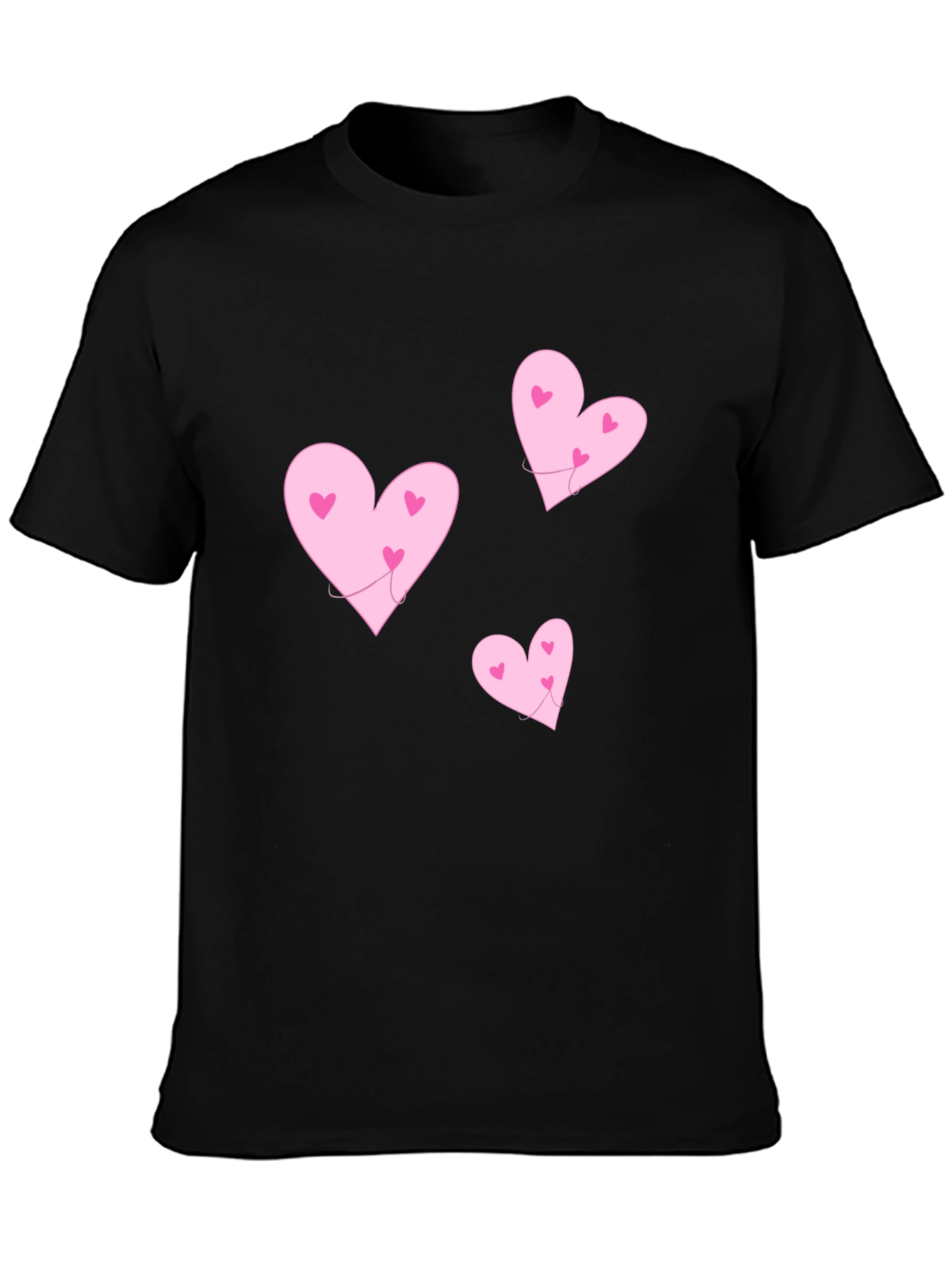 Camiseta Negra Corazones Rosas Amor