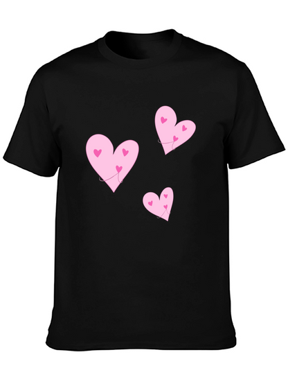 Camiseta Negra Corazones Rosas Amor