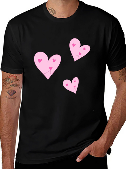 Camiseta Negra Corazones Rosas Amor