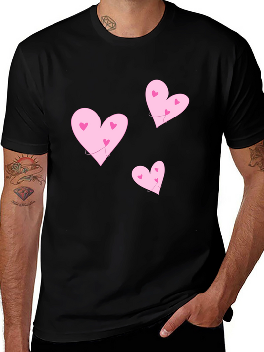 Camiseta Negra Corazones Rosas Amor