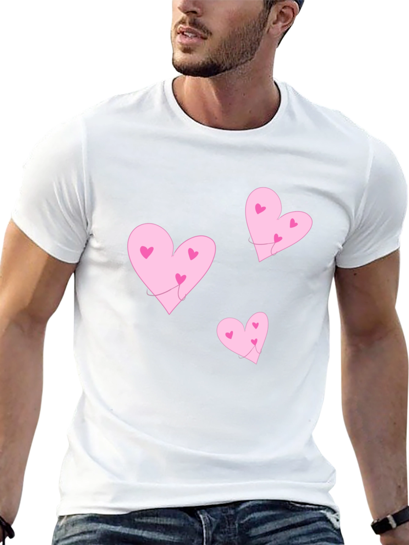 Camiseta Negra Corazones Rosas Amor