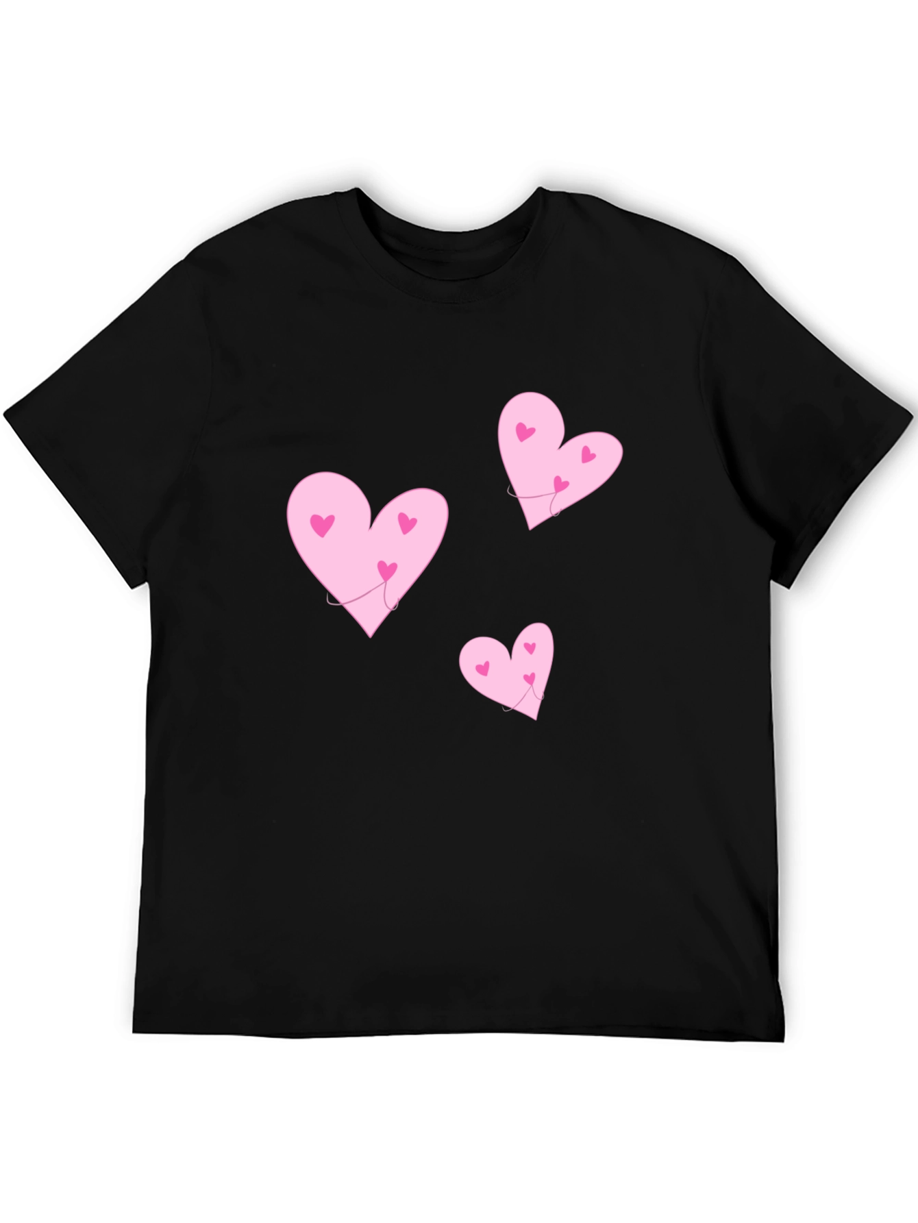 Camiseta Negra Corazones Rosas Amor