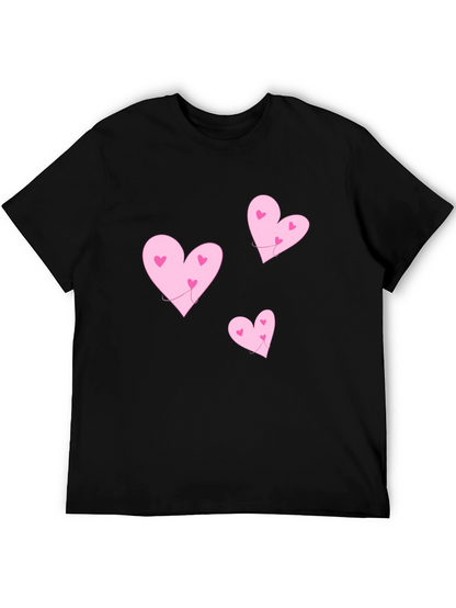 Camiseta Negra Corazones Rosas Amor