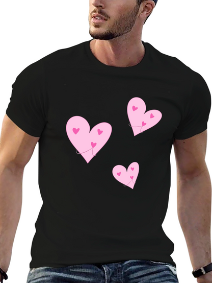 Camiseta Negra Corazones Rosas Amor