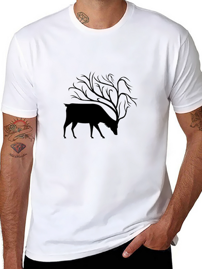 Camiseta Negra con Diseño de Ciervo Arborizado