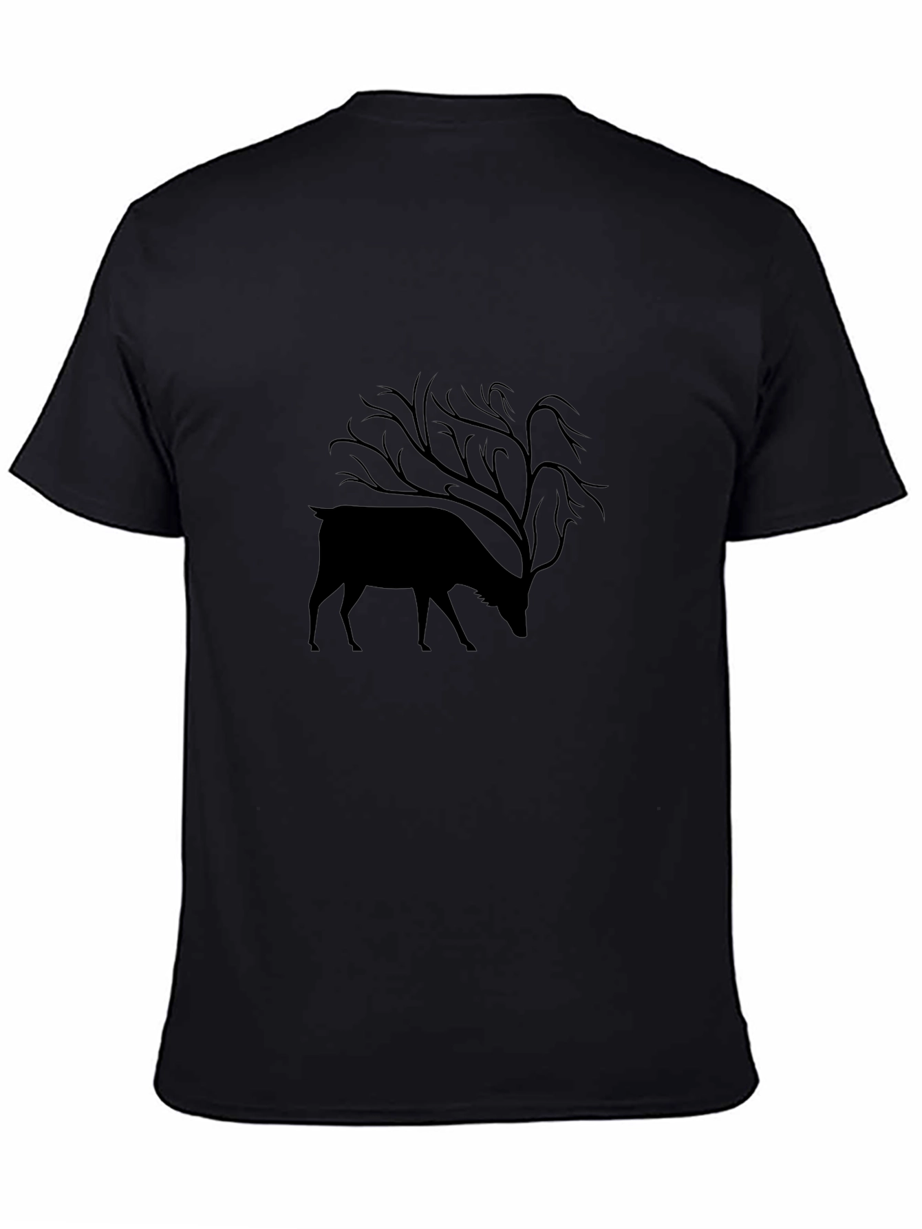 Camiseta Negra con Diseño de Ciervo Arborizado