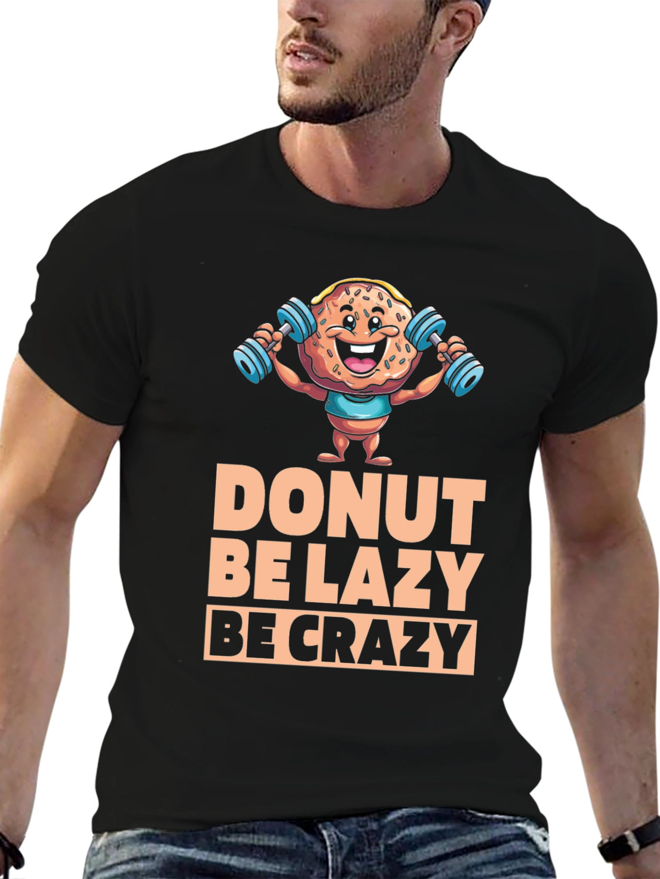 Camiseta Negra con Diseño de Donut Motivacional