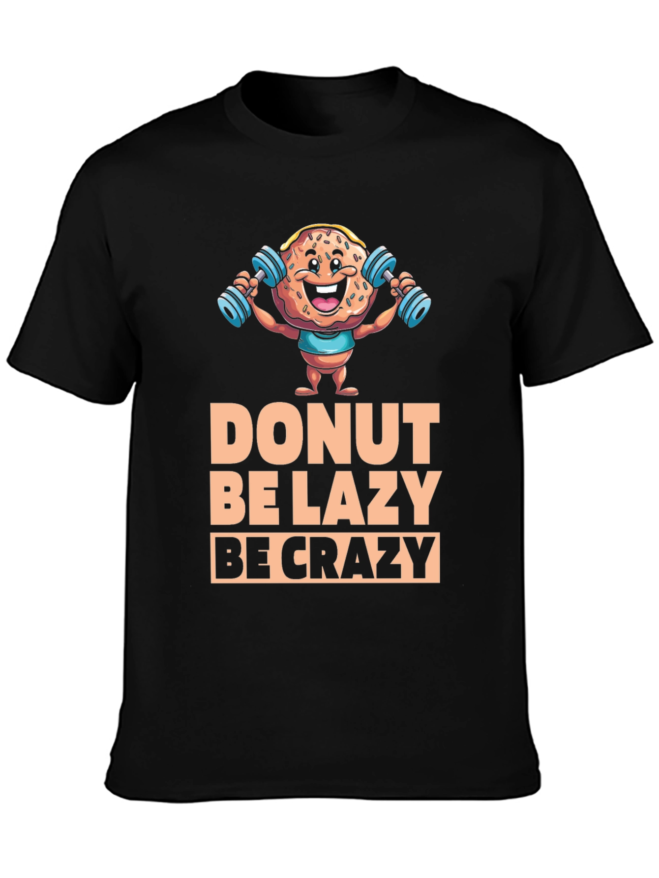 Camiseta Negra con Diseño de Donut Motivacional