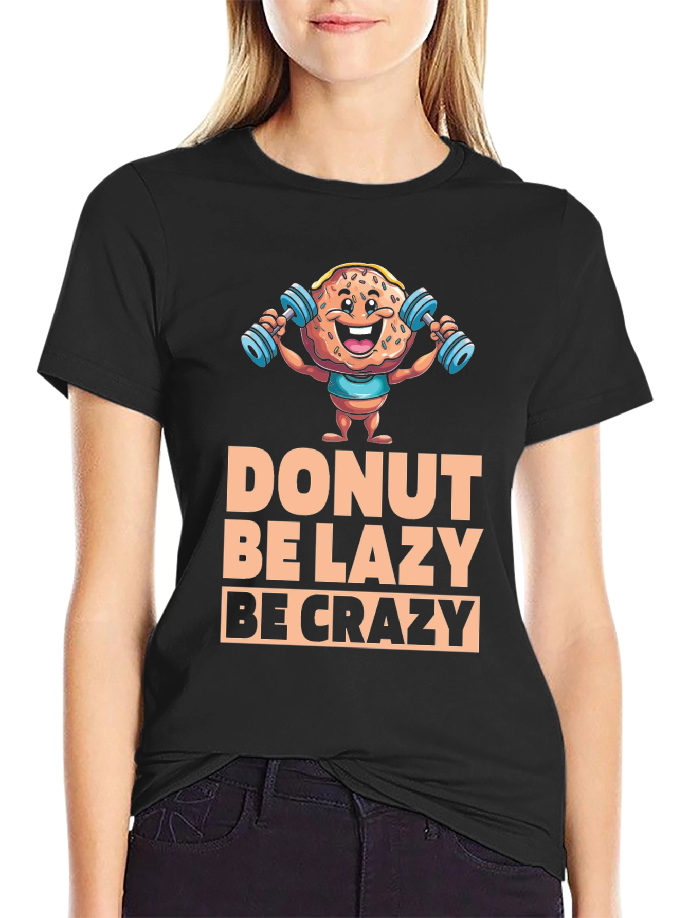 Camiseta Negra con Diseño de Donut Motivacional