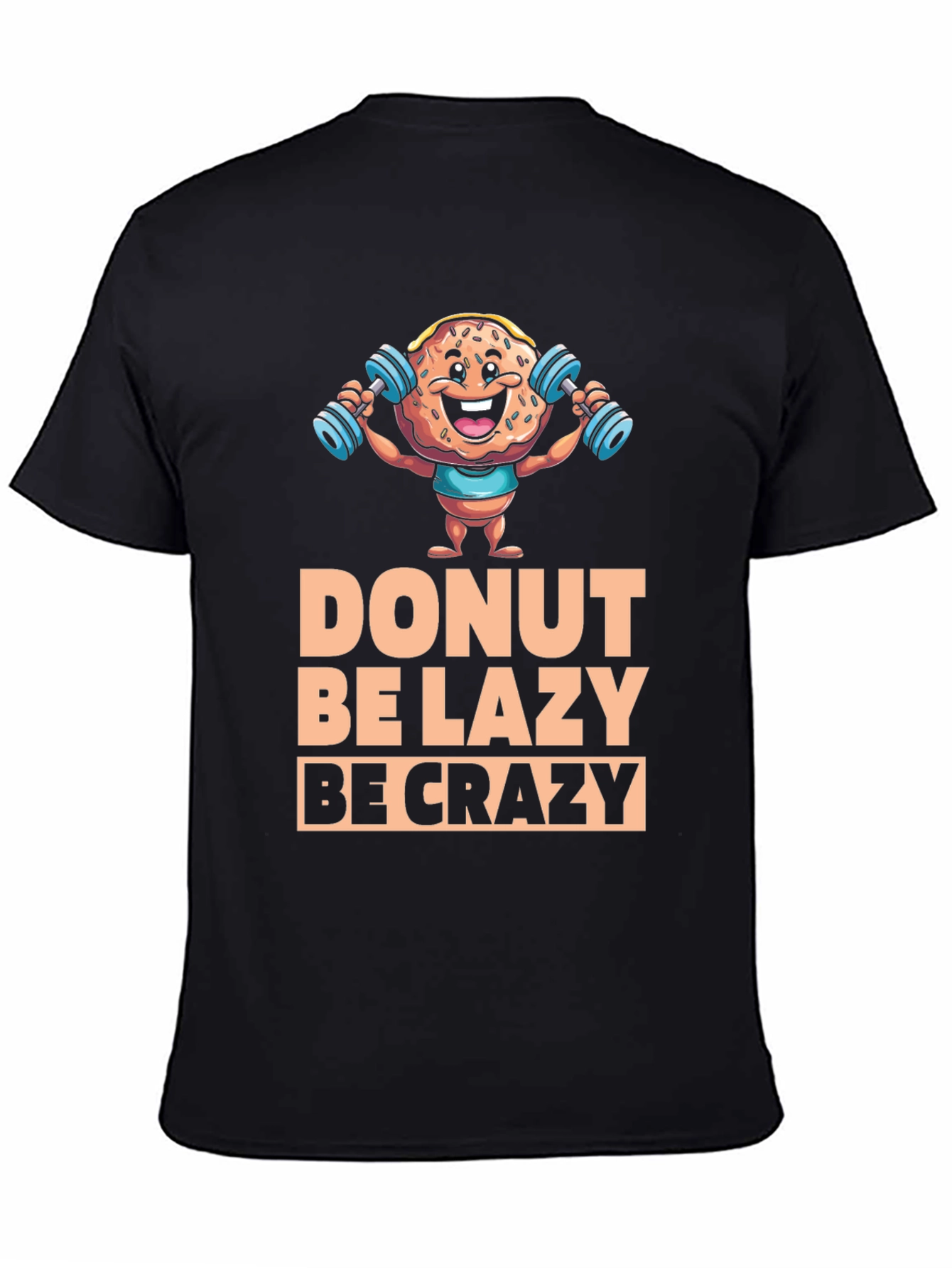 Camiseta Negra con Diseño de Donut Motivacional